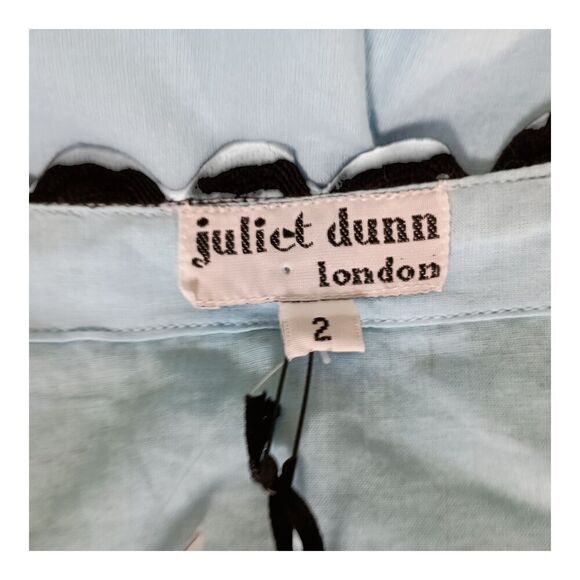 Juliet Dunn Tuckernuck Midi Dress Tie Shoulder Cotton Button Blue Black US 6-8 - Picture 3 of 8